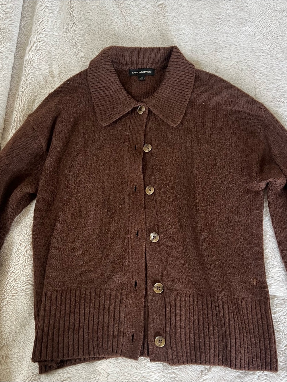 Banana Republic Dark Brown Button-Front Knit Cardigan